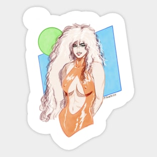 80s big hair girl Sticker